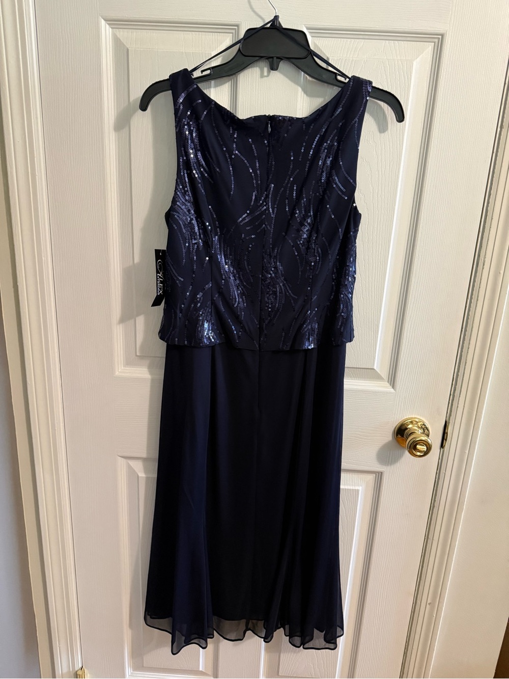 Alex Evenings Navy Sequin Jacket and Dress Two-Piece - Picture 5 of 7